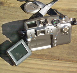 Back of Canon digital camera