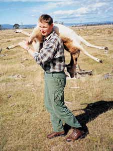 Carrying a carcass out whole so it can be hung in one piece is hard work - even if it is only a young doe like this one