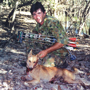 Scott and the dingo he arrowed in North Queensland.