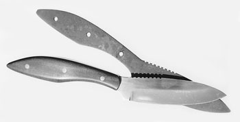 A small hunting knife customised from Solingen, Germany, forged-to-shape blank.